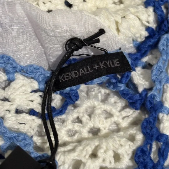 Kendall & Kylie White and Blue Crochet Swim Coverup NWT - Picture 7 of 7